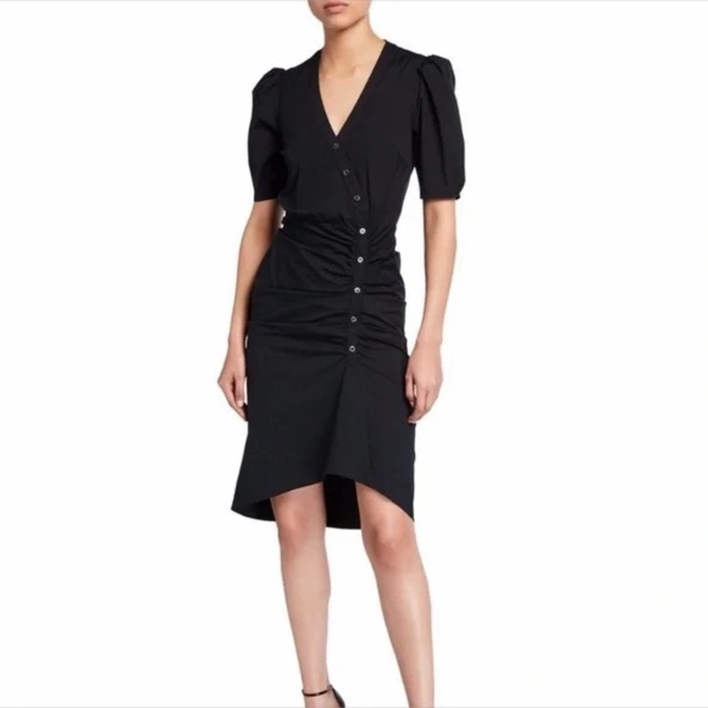 NWT Veronica Beard | Atia Ruched Stretch Cotton Button Front Dress (Size 2)